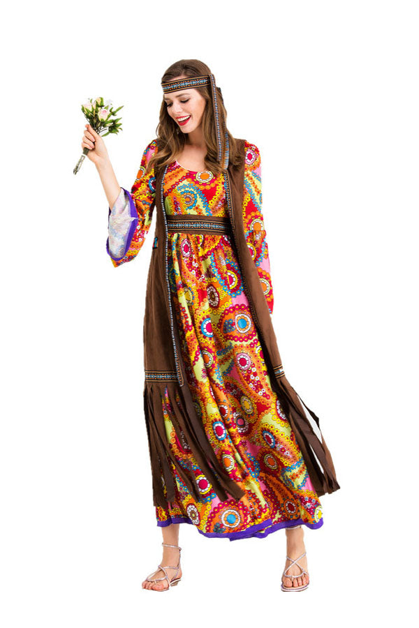 Womens Long Hippie Dress Costume