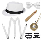 1920s Gatsby Costume Panama Hat Set