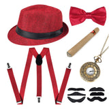 1920s Gatsby Costume Panama Hat Set