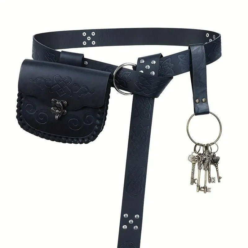 3 - Piece Renaissance Leather Belt Set with Pouch & Keys