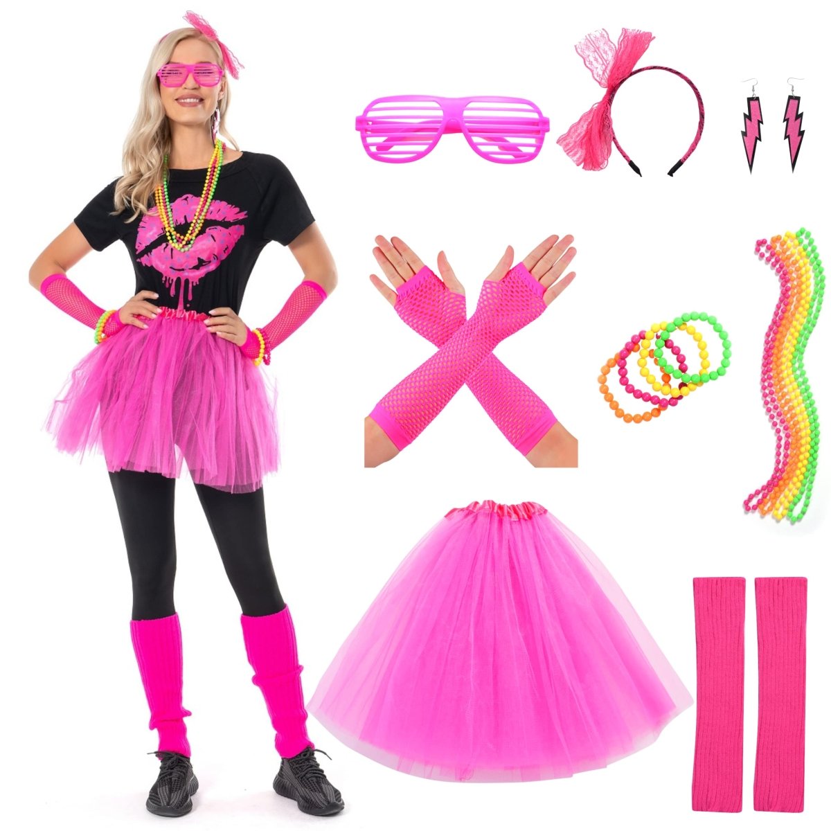 80s Costume For Women Lip Print