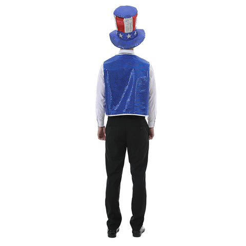 Men's Independence Day Outfit, Hat, Vest, Bowtie