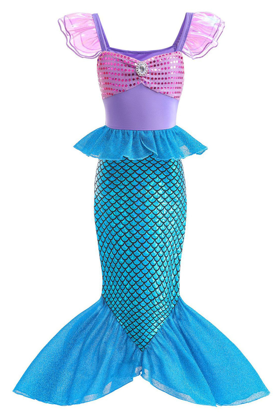 Girls' Little Mermaid Costume and Wig for Halloween