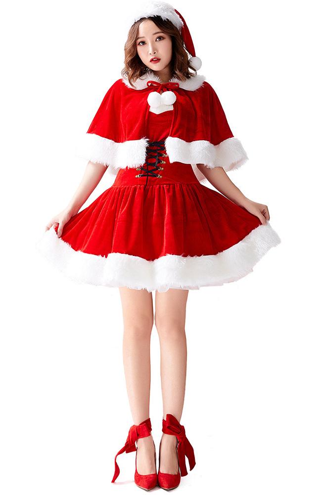 Christmas Dress with Cloak for Adult Women Hallowitch Costumes Christmas Dress with Cloak for Adult Women Hallowitch Costumes