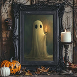 Ghost Holding a Candle, Halloween Poster, Wall Decor. Unframed