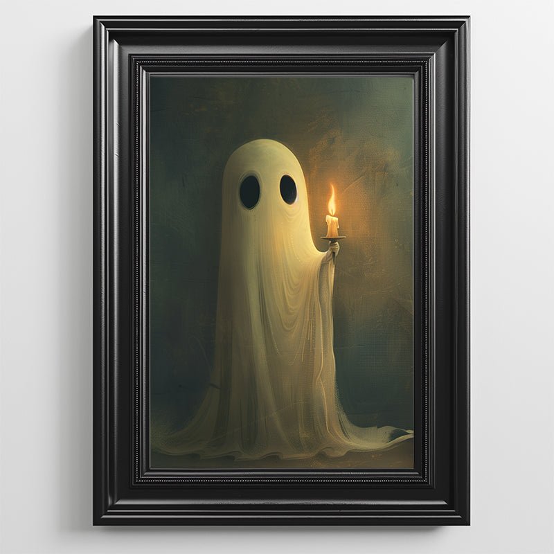 Ghost Holding a Candle, Halloween Poster, Wall Decor. Unframed
