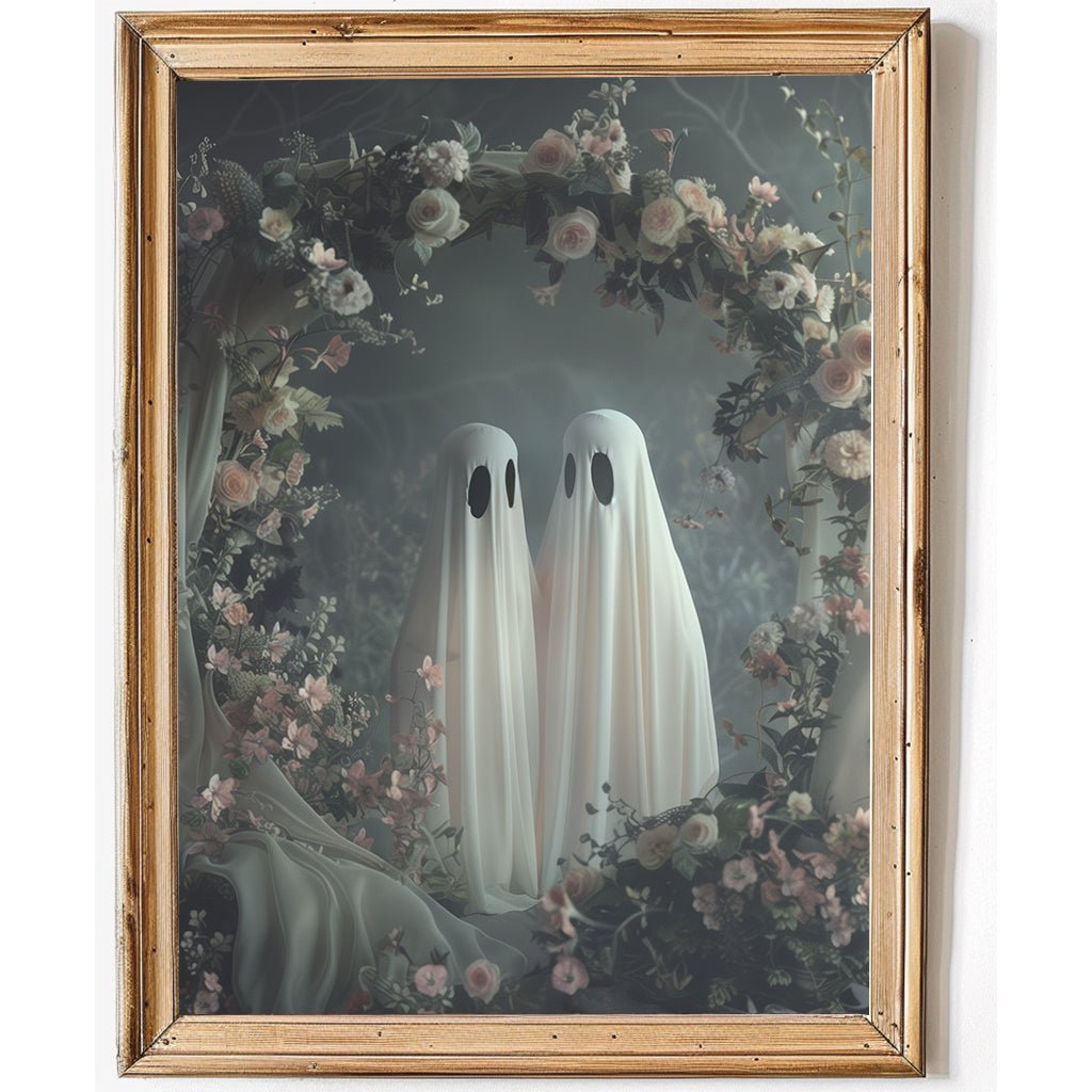 Ghost Wedding, Halloween Wall Decor. Unframed