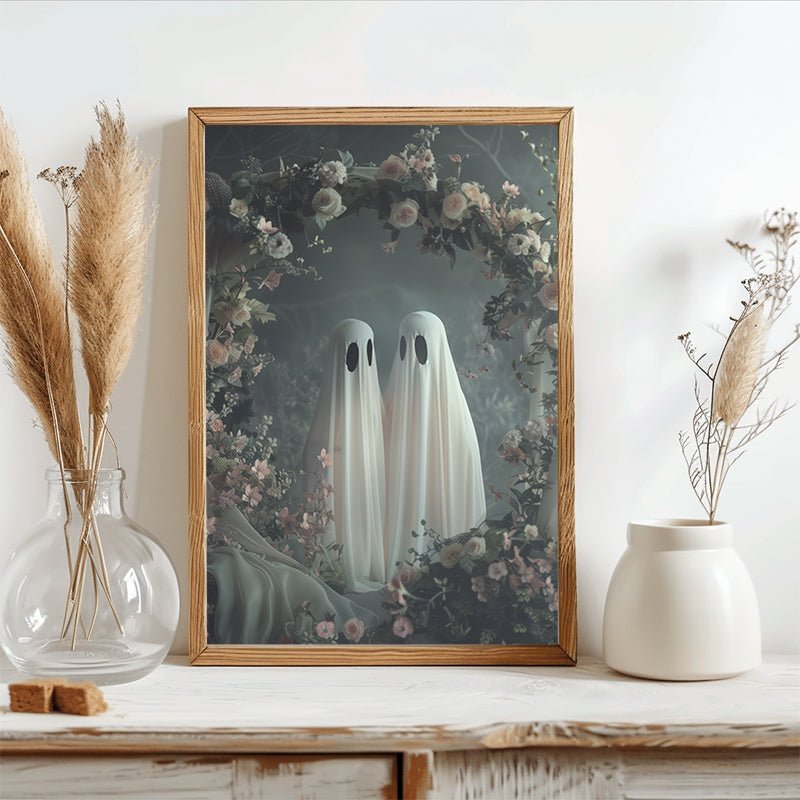 Ghost Wedding, Halloween Wall Decor. Unframed