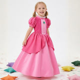 Girls' Princess Peach Costume. Dress and Crown