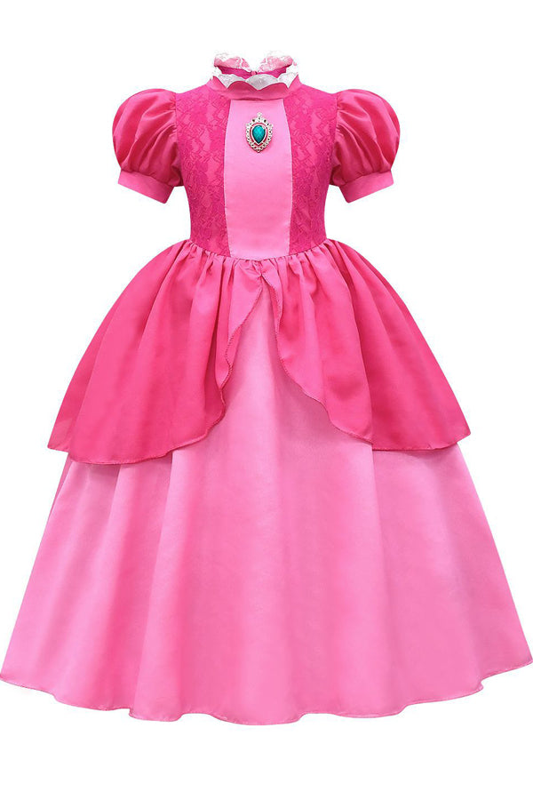 Girls' Princess Peach Costume. Dress and Crown