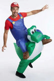 Plumber Riding Yoshi Inflatable Costume for Kids and Adults