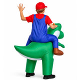Plumber Riding Yoshi Inflatable Costume for Kids and Adults