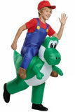 Plumber Riding Yoshi Inflatable Costume for Kids and Adults
