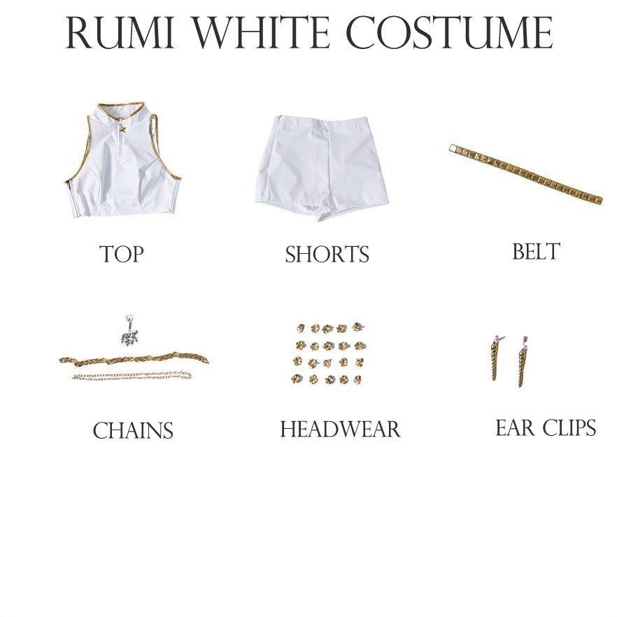Rumi Costume. Kpop Demon Hunters Golden Stage Outfit. Realistic White Edition