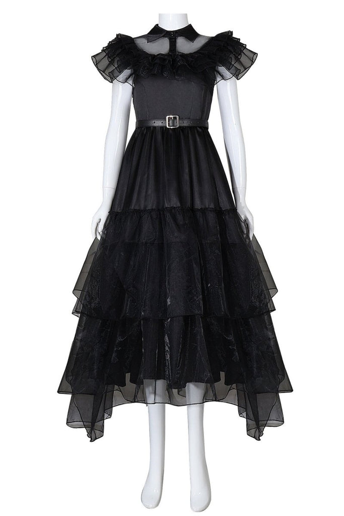 wednesday dance dress Rave'N Costume for Kids and Adults – Hallowitch Costumes Color of Joy :: Dress Belt Crewneck Short embroidery tulle color:31.5x15.7x35 inch / 80.8x40x89.2 cm / Deep Espresso Black color / Five Chest of drawers
