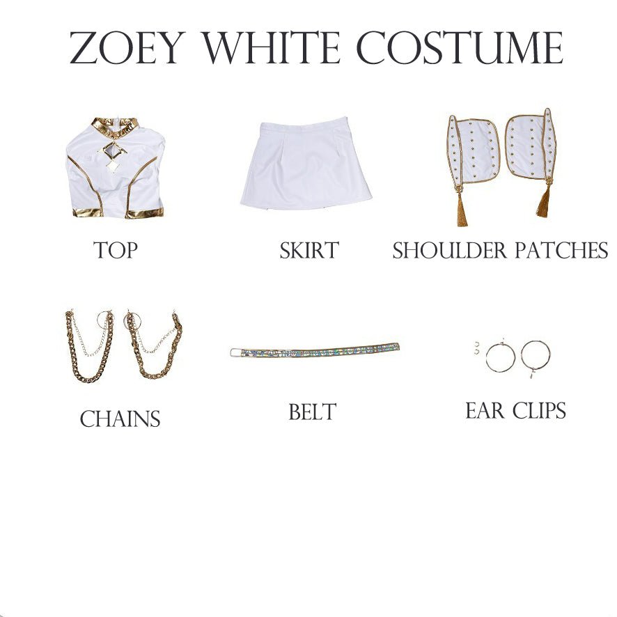 Zoey Costume. Kpop Demon Hunters Golden Stage Outfit. Realistic White Edition