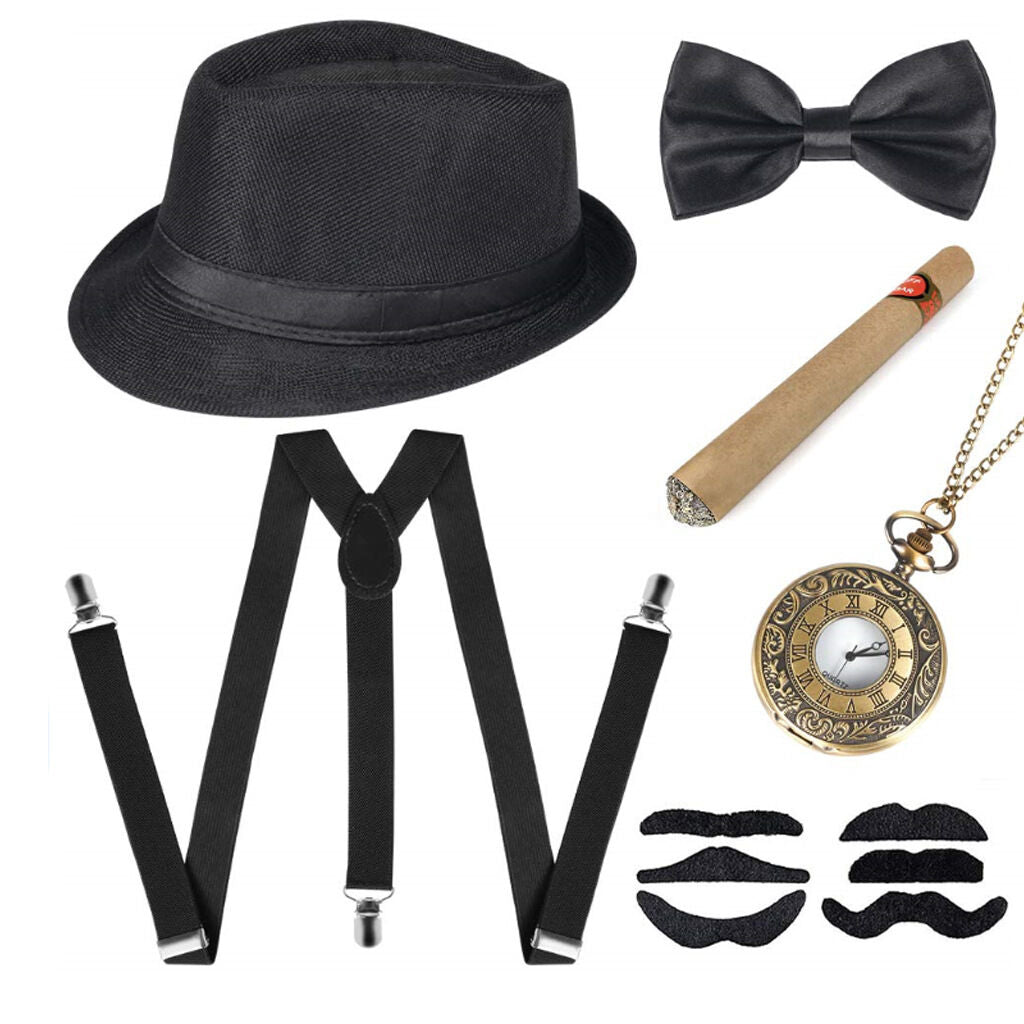1920s Gatsby Costume Panama Hat Set