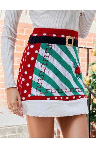 Ugly Christmas Knitted Mini Skirt for Women