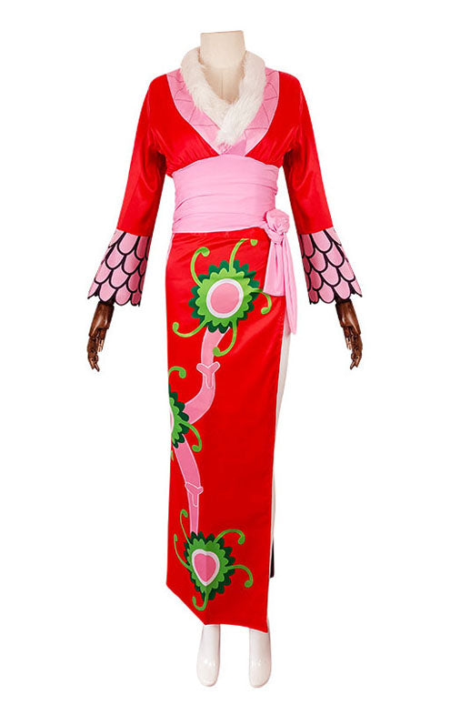 One Piece Boa Hancock Dress Cosplay Costume Red