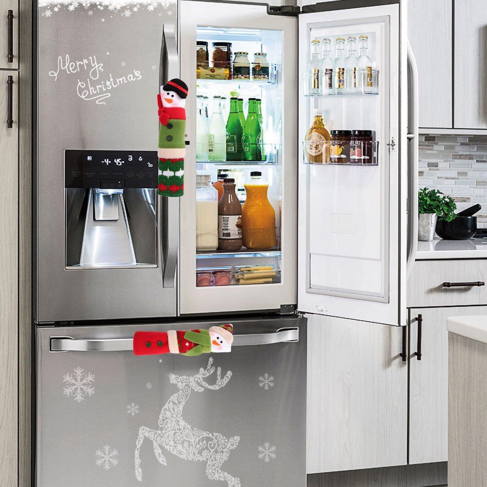 Christmas Snowman Refrigerator Door Handle Cover Oven Microwave Lid