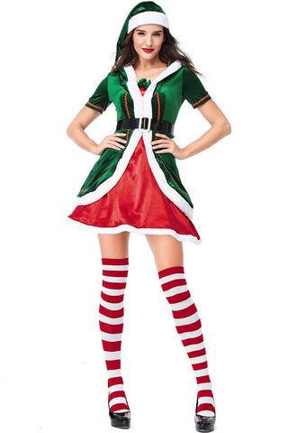 Women Christmas Elf Costume Dress