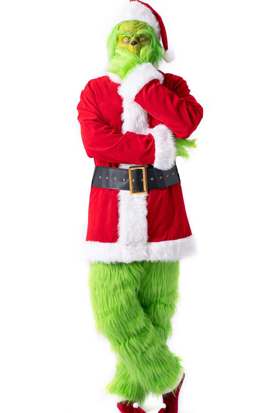 Adult Santa Grinch Costume Outfit For Christmas, Faux Fur.