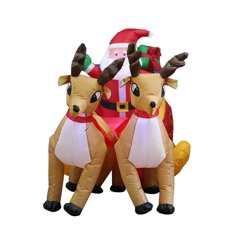 Christmas Inflatable Santa on Sleigh with Reindeer and Gift Boxes Blow Up Yard Decoration