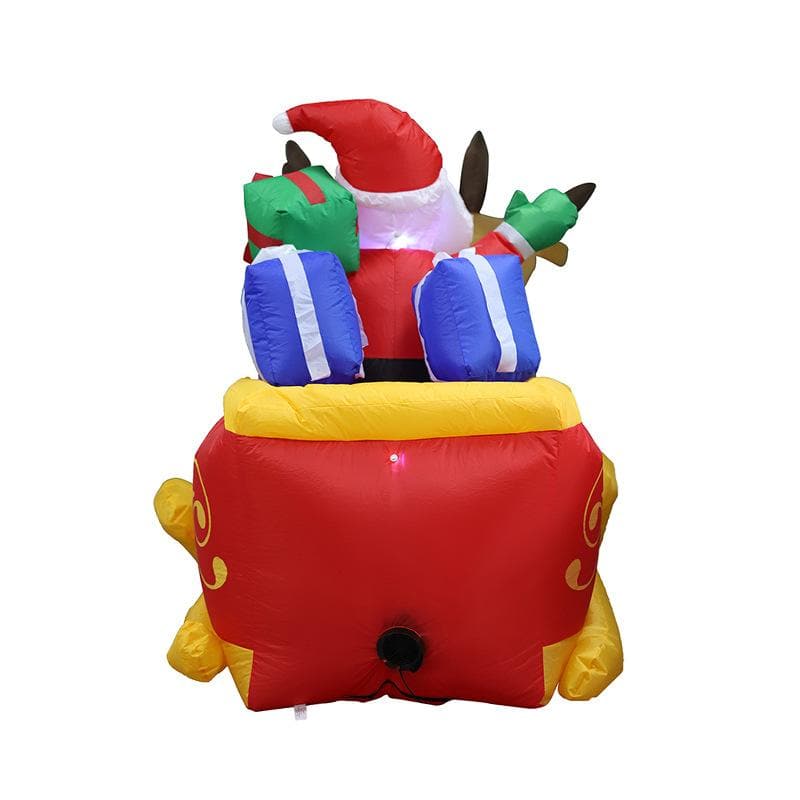 Christmas Inflatable Santa on Sleigh with Reindeer and Gift Boxes Blow Up Yard Decoration