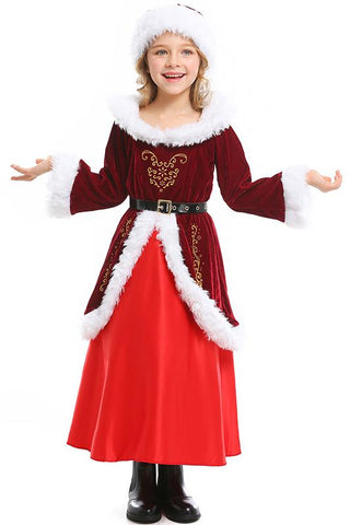 Mrs Santa Claus Suit Dress Costume For Kids
