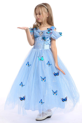 Cinderella Dress with Butterflies For Toddler Girls