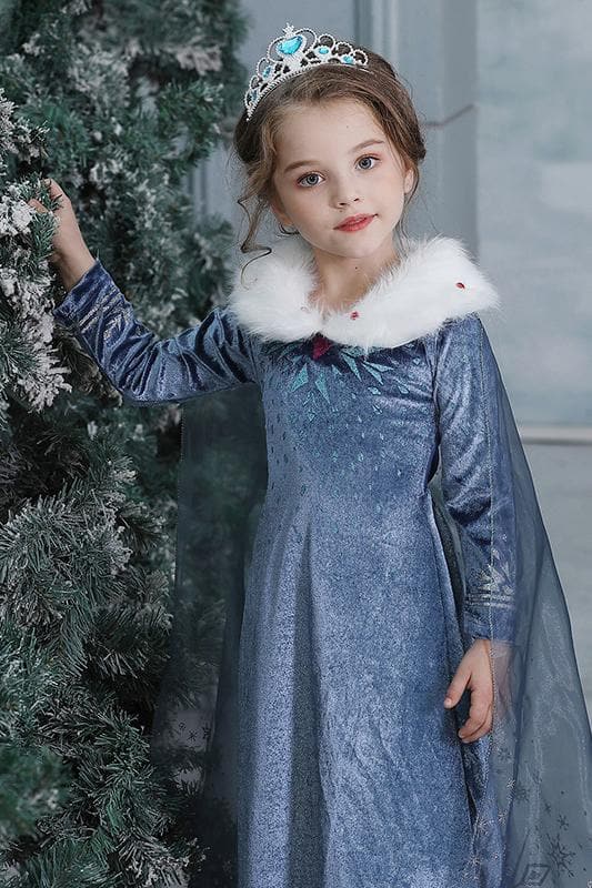 Olaf's Frozen Adventure Elsa Dress with Faux Fur Collar