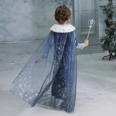 Olaf's Frozen Adventure Elsa Dress with Faux Fur Collar