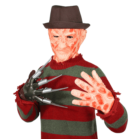 Adult Freddy Krueger Halloween Costume, Sweater, Mask, Gloves, Claws
