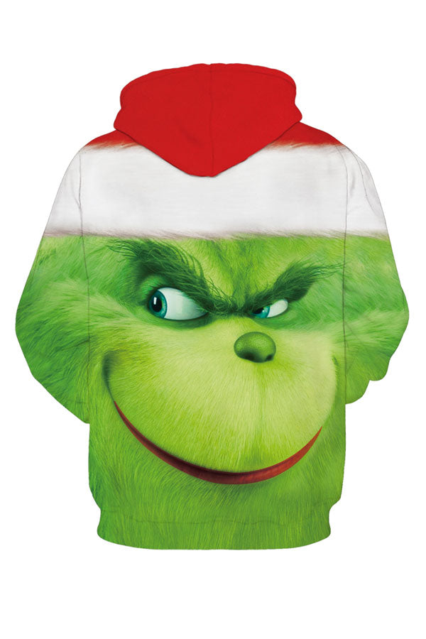 Grinch Hoodie Christmas Costume. Red Hat