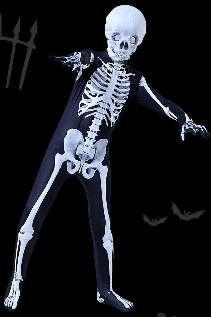 Halloween Scary Skeleton Bodysuit Costume For Adult And Kids