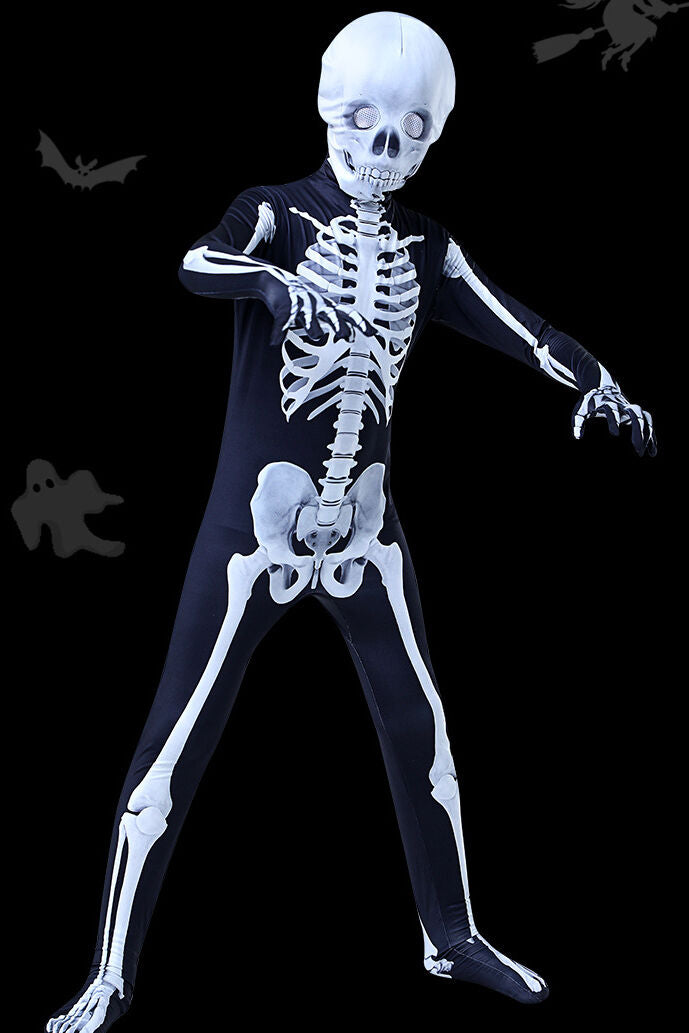 Halloween Scary Skeleton Bodysuit Costume For Adult And Kids