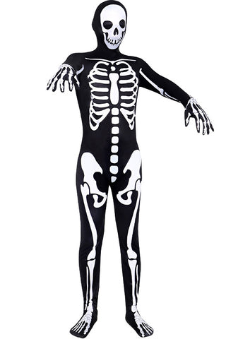 Halloween Skeleton Bodysuit Costume For Adult And Kids