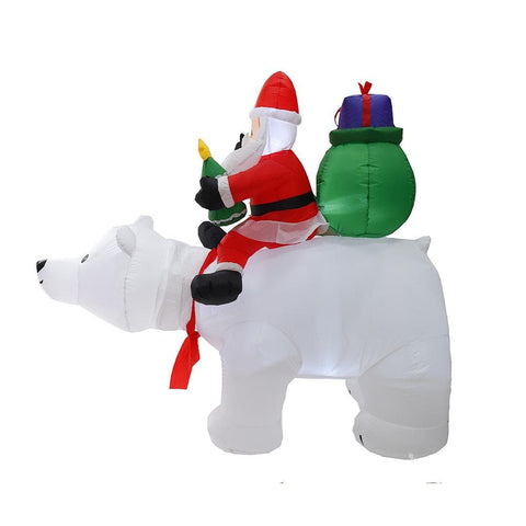 Inflatable Santa Riding Polar Bear Christmas Yard Decoration