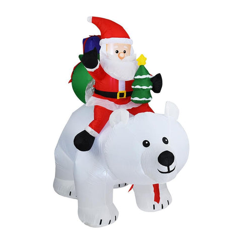 Inflatable Santa Riding Polar Bear Christmas Yard Decoration