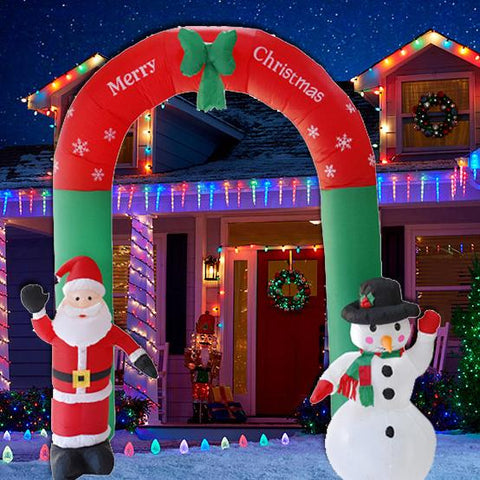 8' Inflatable Santa Snowman Gate Arch Decoration Lighted