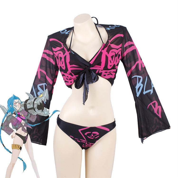 League Of Legends LoL Jinx Top And Shorts Swimming Suit