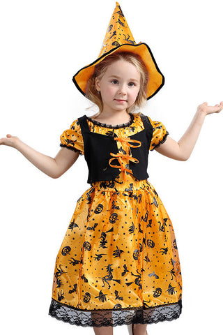 Girl's Pumpkin Witch Dress Costume