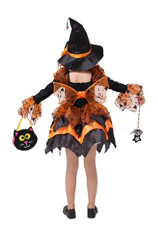 Girl's Pumpkin Witch Glittery Skirt Costume