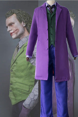 Adult Joker Costume Heath Ledger Joker Purple Outfit For Halloween