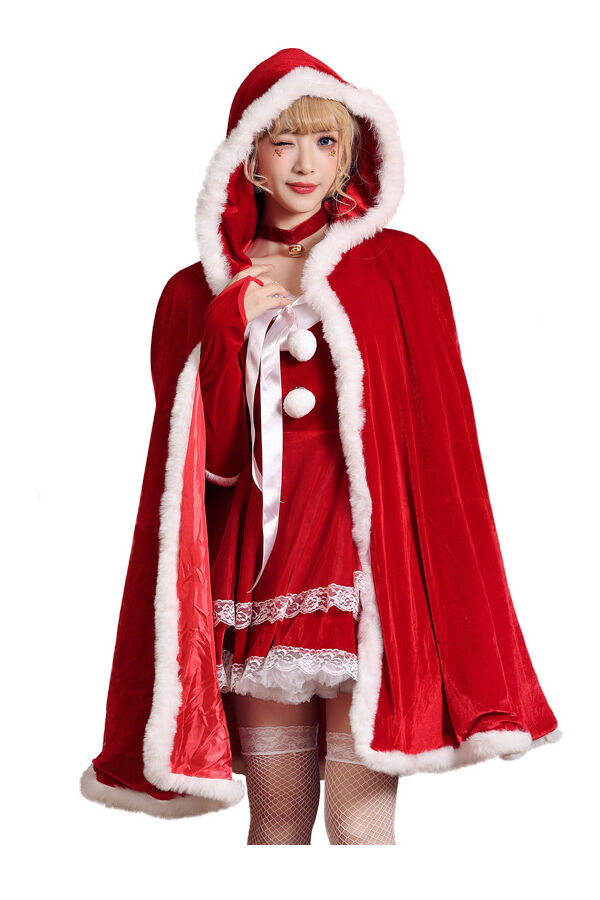 Christmas Mrs. Claus Cloak Costume for Adult and Kids