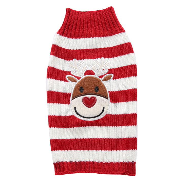 Pet Christmas Puppy Costume. Reindeer Sweater for Dogs and Cats