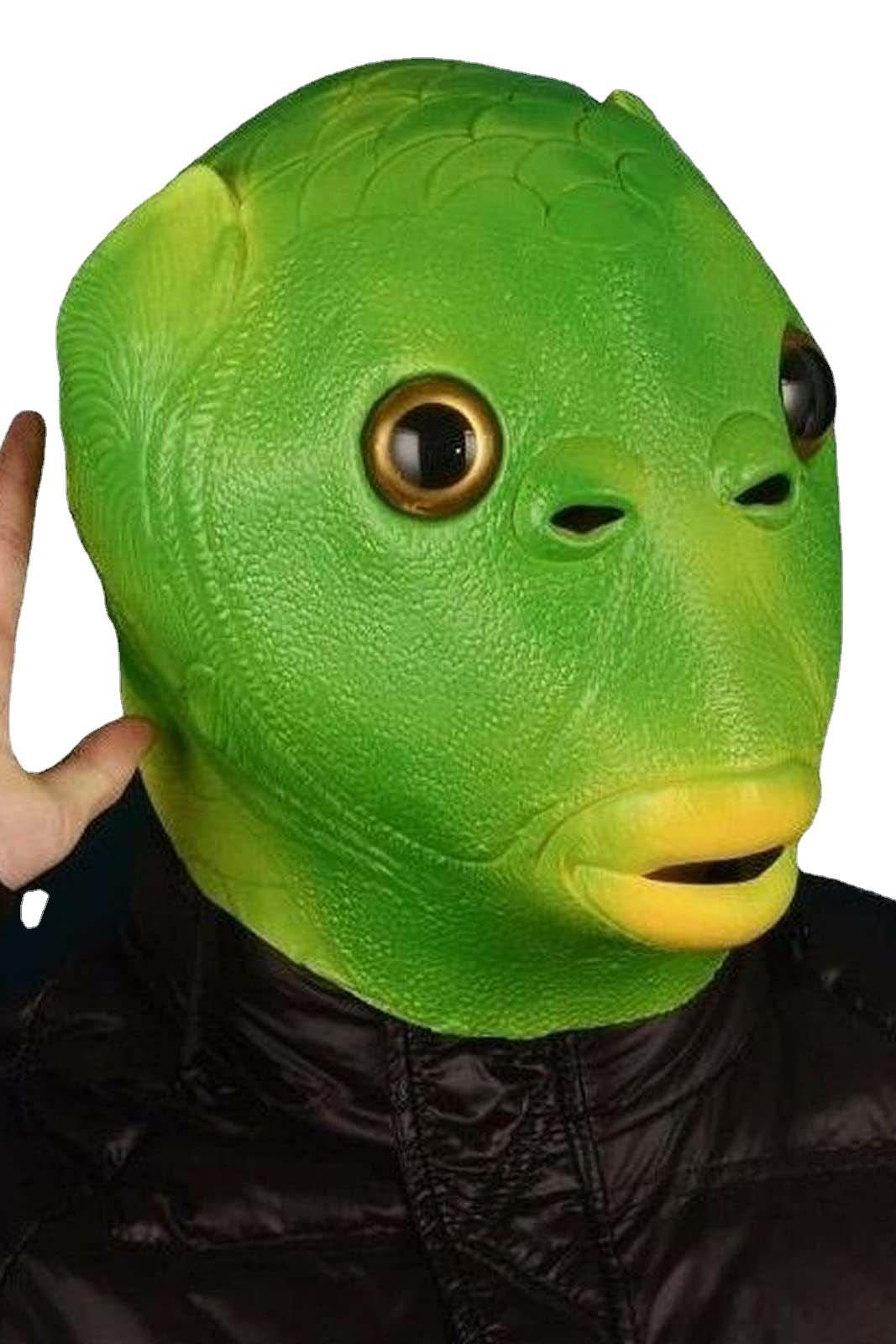 Green Fish Head Mask for Adults