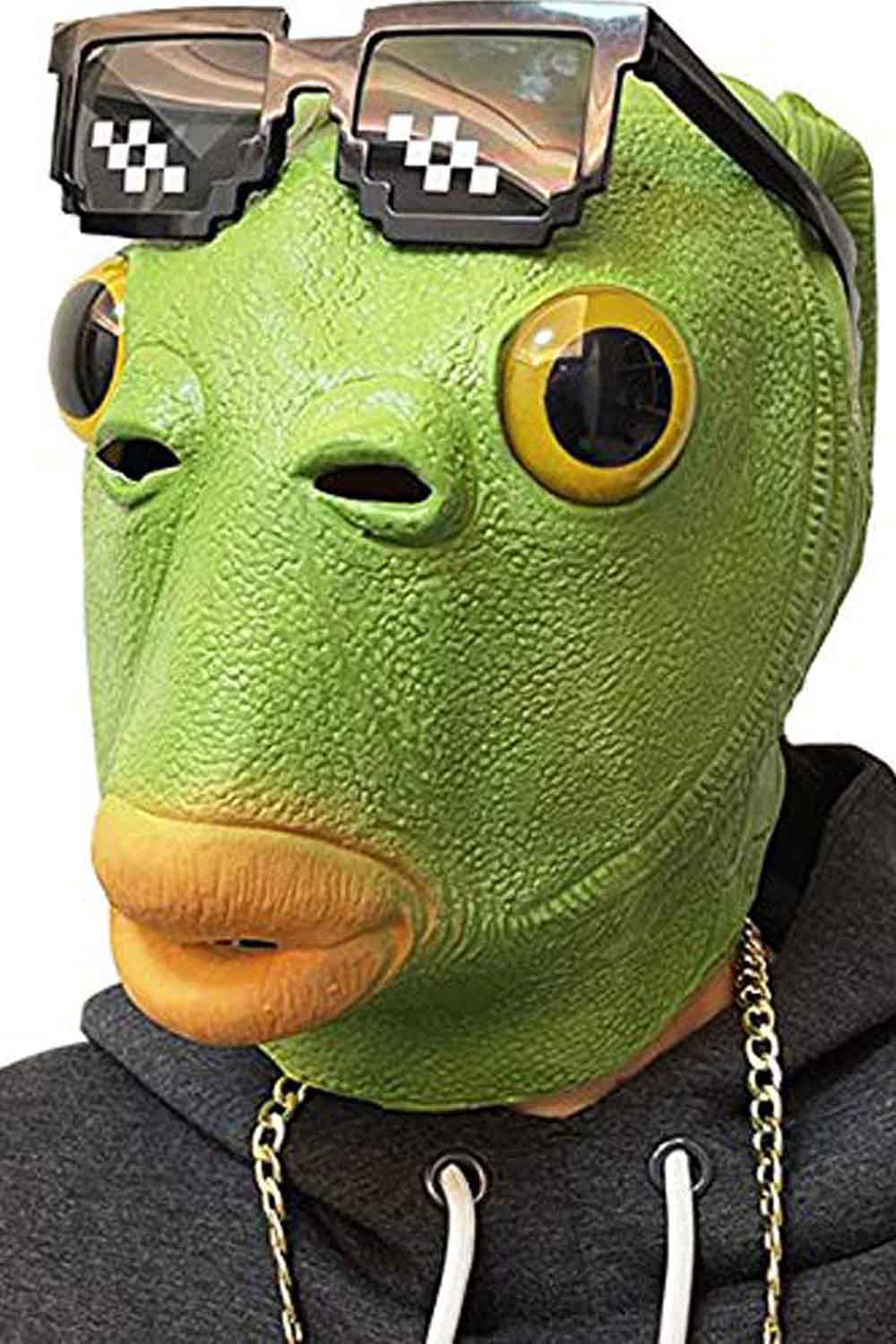 Green Fish Head Mask for Adults