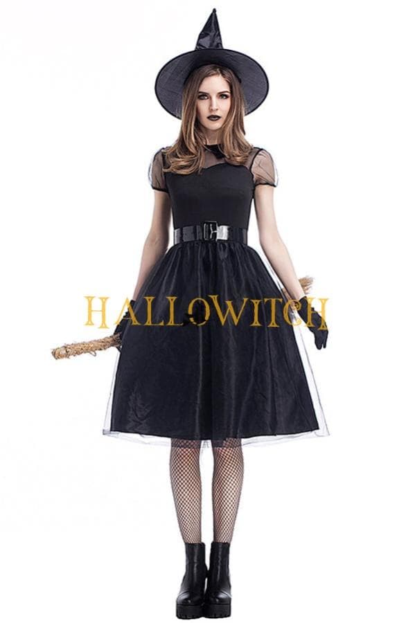 Halloween Witch Dress And Hat Costume For Adults