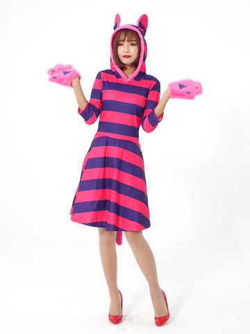 Womens Cheshire Cat Dress Costume Alice in Wonderland
